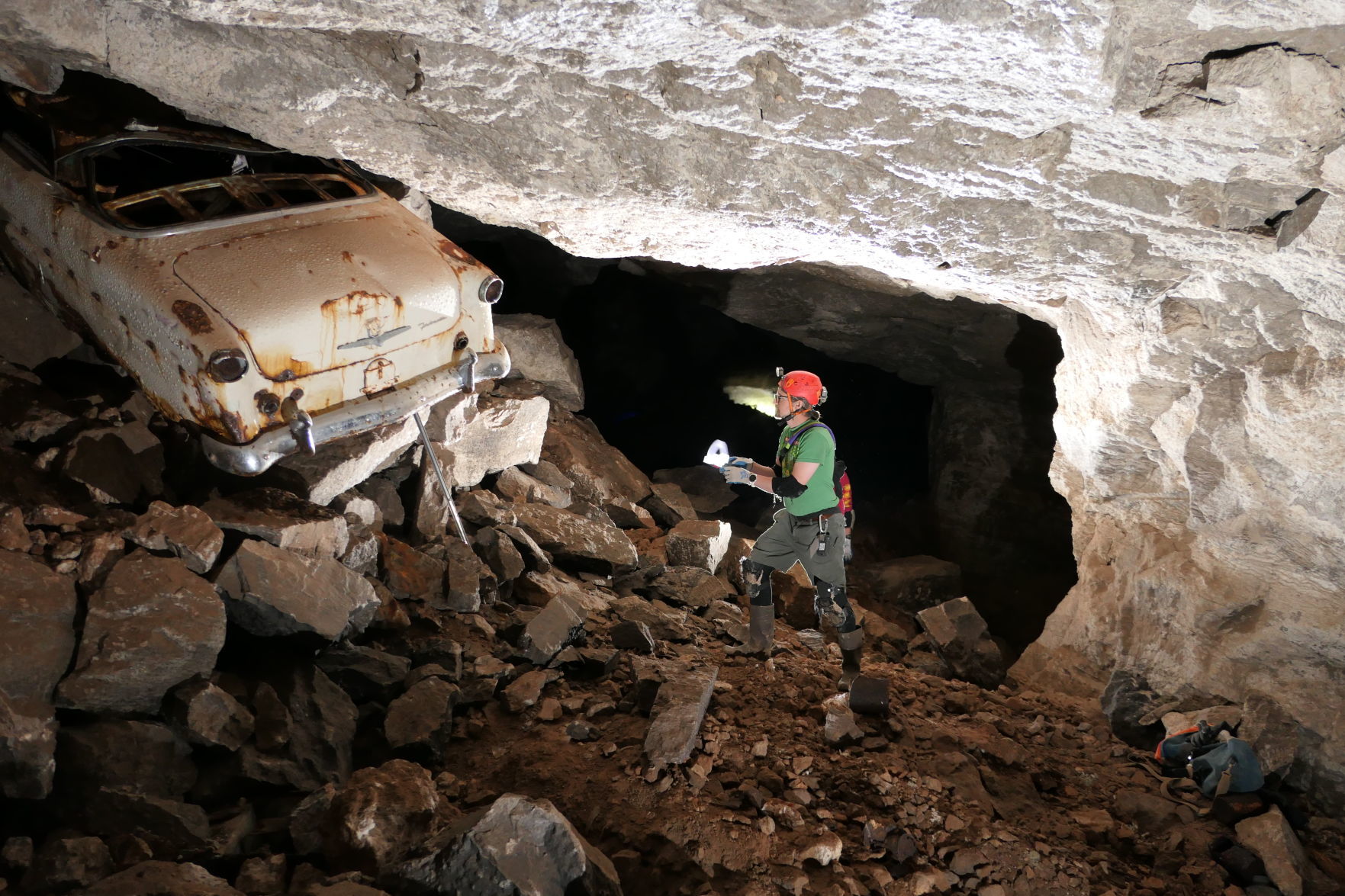 A car inside the mine